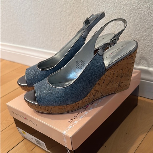 Bandolino Shoes - Bandolino Blue and Silver Wedge Sandals